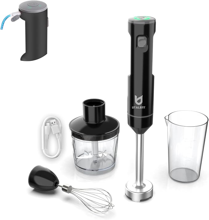 Cordless Hand Blender, UTALENT Variable Speed Immersion Blender Rechargeable