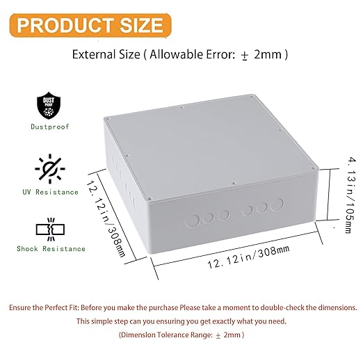 12" x 12" x 4" PVC Plastic Junction Box