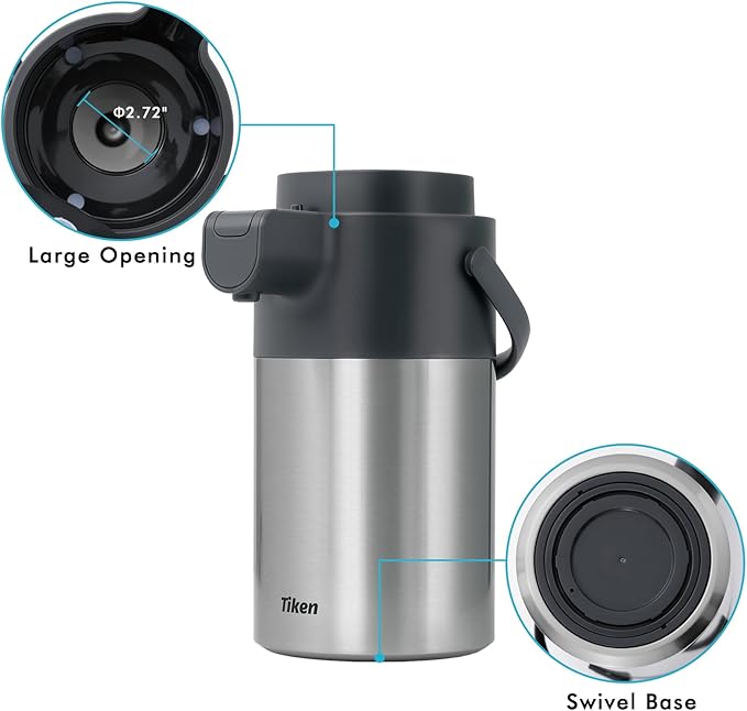 Tiken Airpot Coffee Dispenser - 102oz/3L Thermal Coffee Carafes
