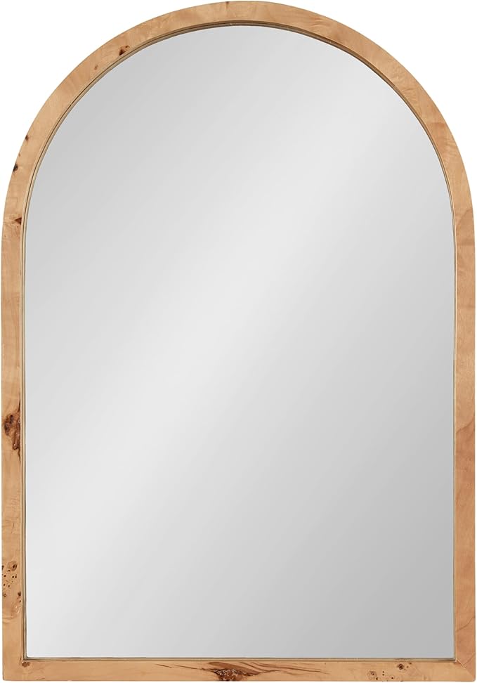 Kate and Laurel Burlock Modern Burlwood Arched Mirror, 22 x 32, Natural Wood