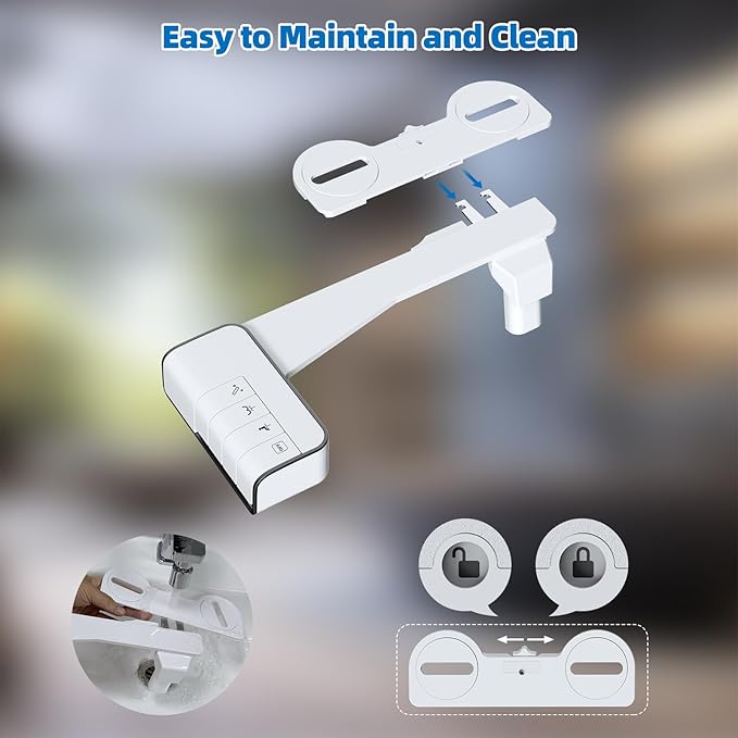 Hibbent Bidet Attachment for Toilet, Non-Electric Dual Nozzle for Frontal &
