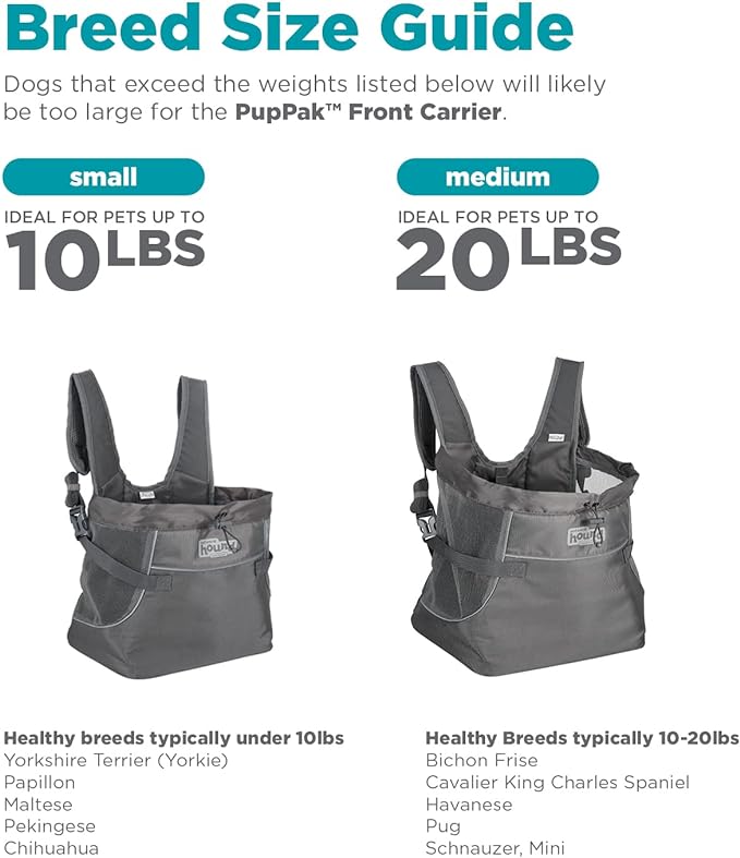 Outward Hound PupPak Dog Front Carrier, Gray, Small, 12" x 11.5" x 7.5" | Hands-Free Pet Backpack, Water-Resistant, Breathable Mesh, Safety Clip, Hiking & Camping, Small Dogs up to 10 lbs