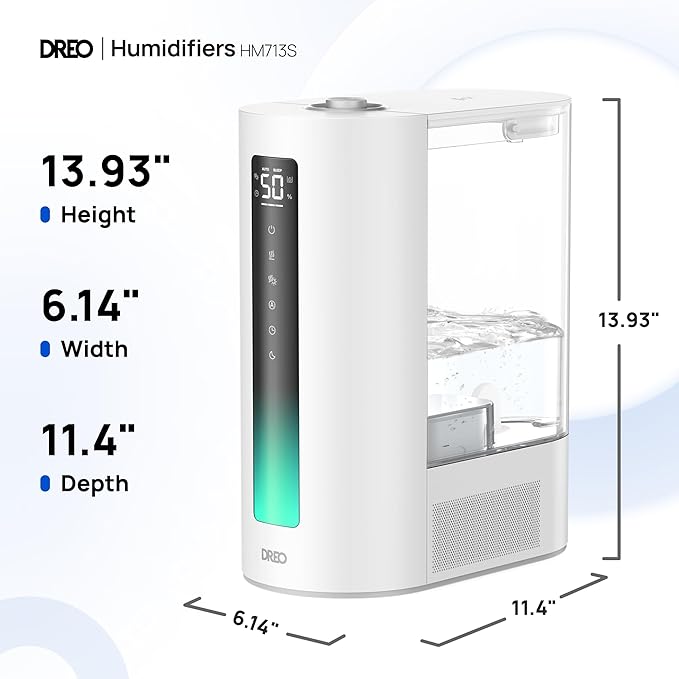 DREO 6L Humidifiers for Bedroom, Smart Warm & Cool Mist for Large Room