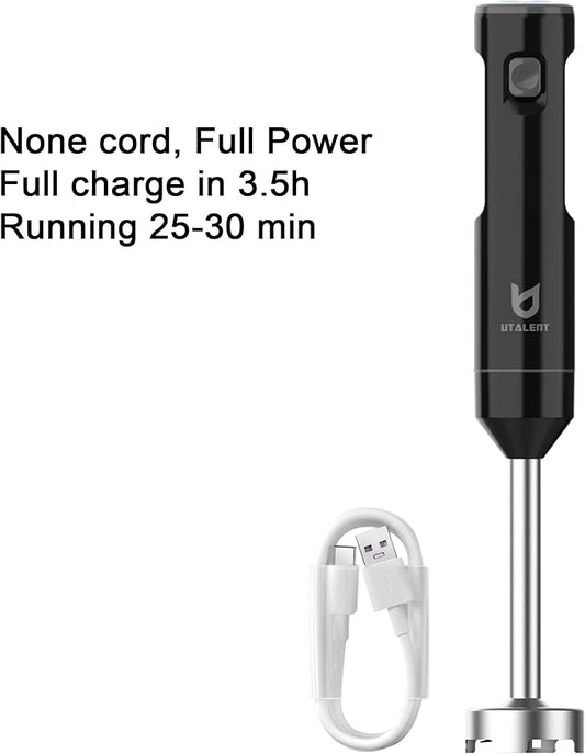 Cordless Hand Blender, UTALENT Variable Speed Immersion Blender Rechargeable