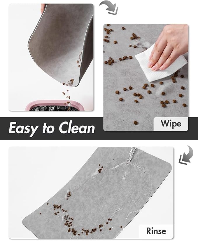 MontVoo-Absorbent Pet Feeding Mat-No Stains Pet Mat for Food and Water Bowl-Quick Dry Cat & Dog Food Mat Water Dispenser Mat-Pet Supplies Mat-Dog Water Bowl Mat for Messy Drinker,(LightGrey,16"x24")