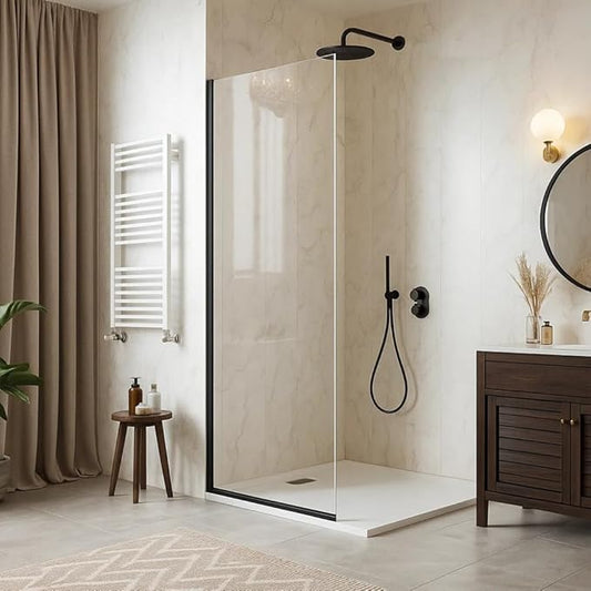 Yana Frameless Shower Door Screen, Fixed Shower Door Panels 3/8" Thick Tempered
