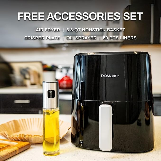 Air Fryer 3.8 Quarts for 1-2 people, 8-in-1 Functions, Air Fry, Digital Small