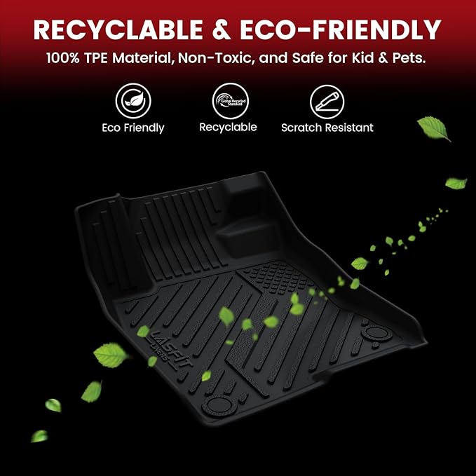 LASFIT Floor Mats for Acura TLX 2021-2025 Sedan, Floor Liners with Raised Edges Custom Fit Full Coverage TPE All Weather Front & Rear Row Car Mat Set, Black