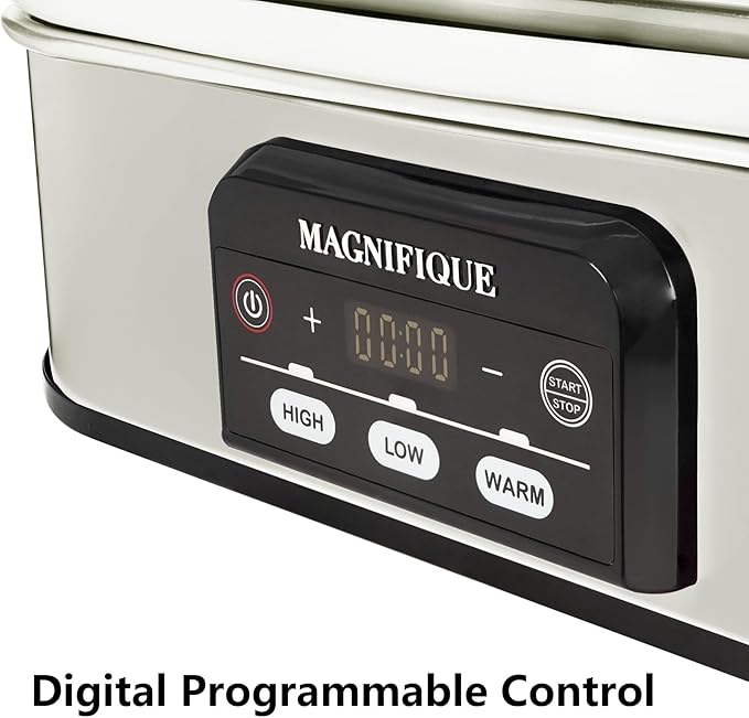 Magnifique 4 Quart Casserole Digital Slow Cooker, Premium Ceramic Bakeware