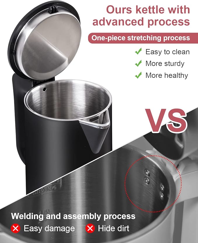 0.8L Electric Kettle Stainless Steel, 800 Watts Small Electric Kettle 27 Ounce