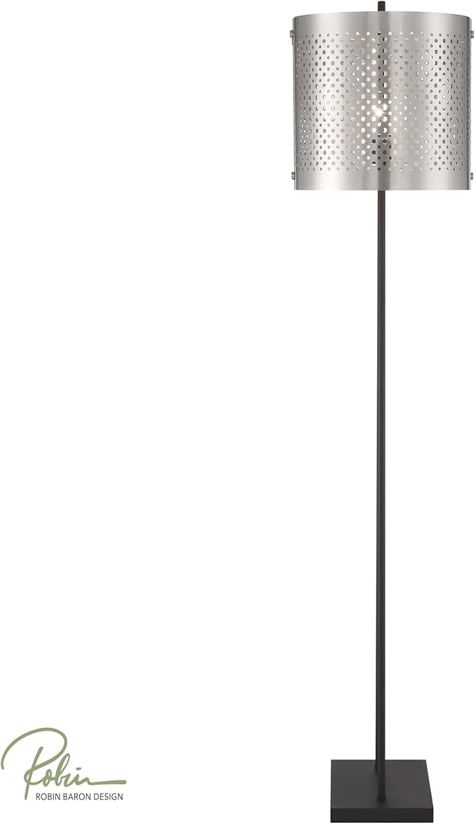GEORGE KOVACS P5534-420 Noho Two Light Floor Lamp, Brushed Nickel W/Sand Coal