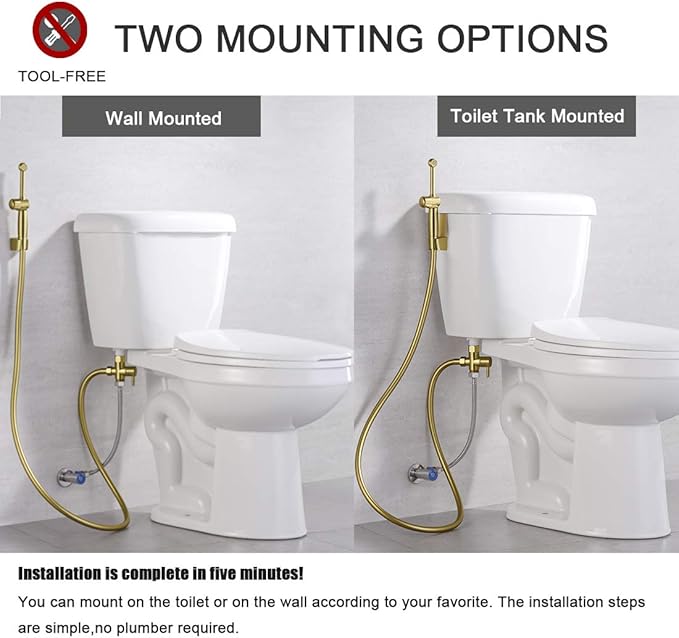 Handheld Bidet Toilet Sprayer, Brass Hand Held Bidet Attachment Cloth Diaper
