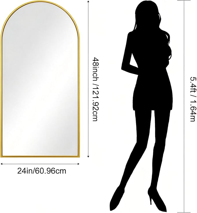 CIRCUMI Arched Wall Mirror, Metal Frame, Large Size
