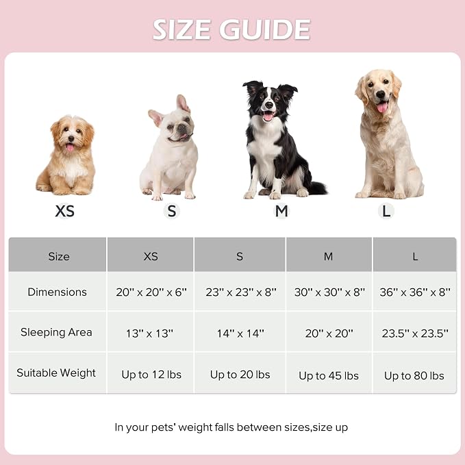 JOEJOY Jacquard Donut Round Dog Beds Large Sized Dog,Pink 36x36x8in, Removable Washable Cover, Cute Pattern, Ultra Soft Fluffy Calming Pet Bed with Thick Supportive Bolster