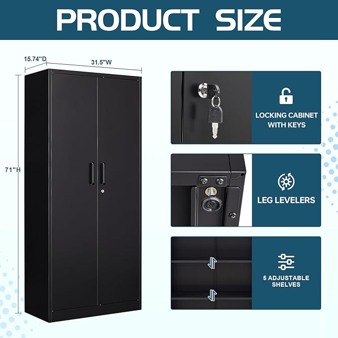 MIIIKO Black Garage Storage Cabinet