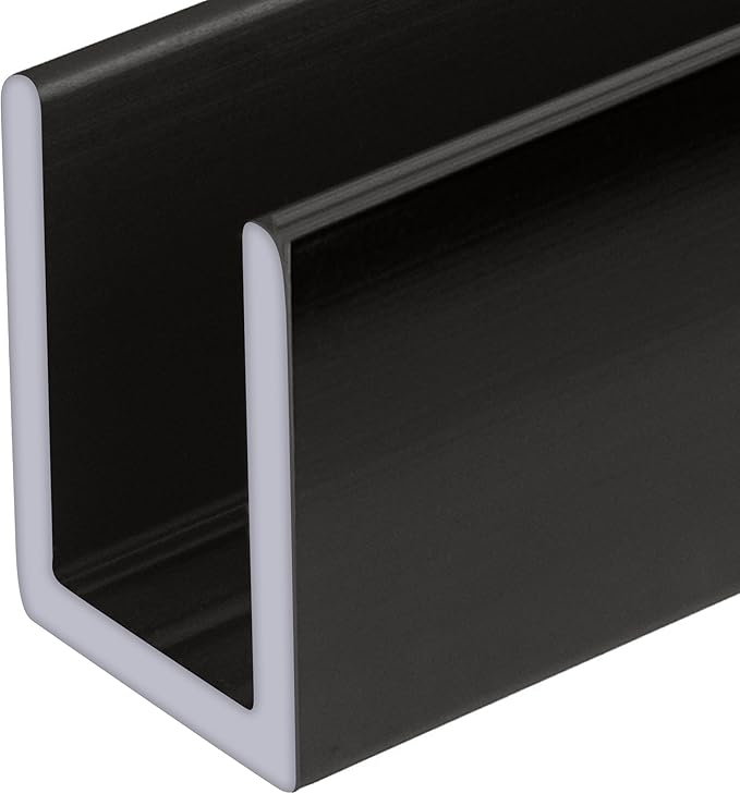 Brixwell SDCD38GM-CCP48 Gun Metal 3/8" Fixed Panel Shower Door Deep U-Channel