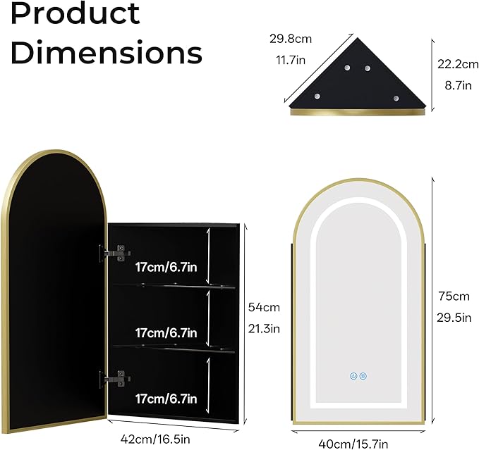 LED Corner Medicine Cabinet