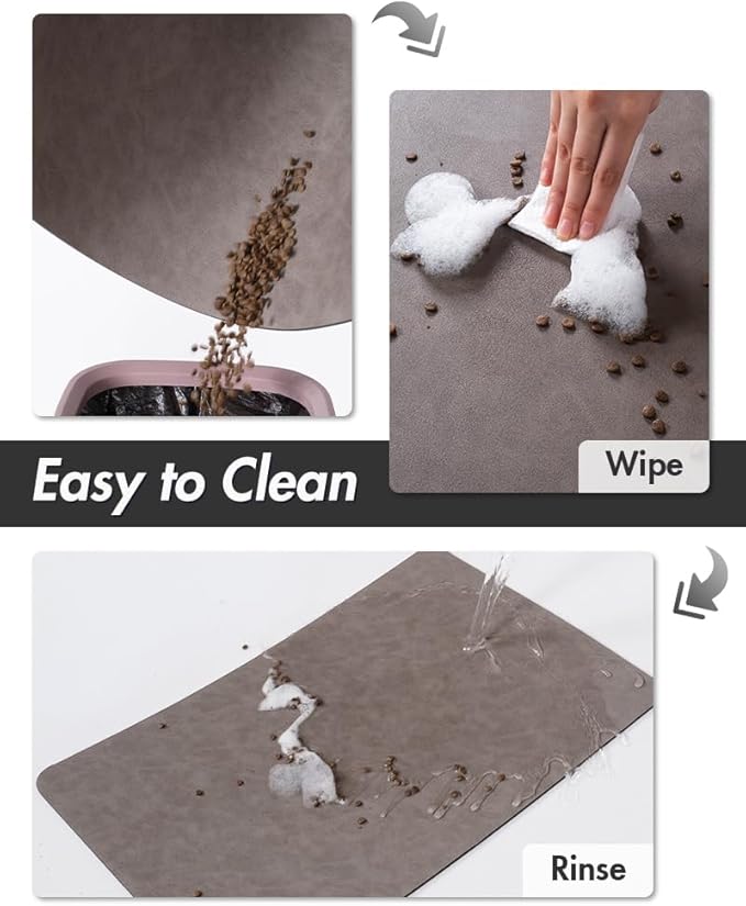 MontVoo-Absorbent Pet Feeding Mat-No Stains Pet Mat for Food and Water Bowl-Quick Dry Cat & Dog Food Mat Water Dispenser Mat-Pet Supplies Mat-Dog Water Bowl Mat for Messy Drinker,(Brown,16"x24")