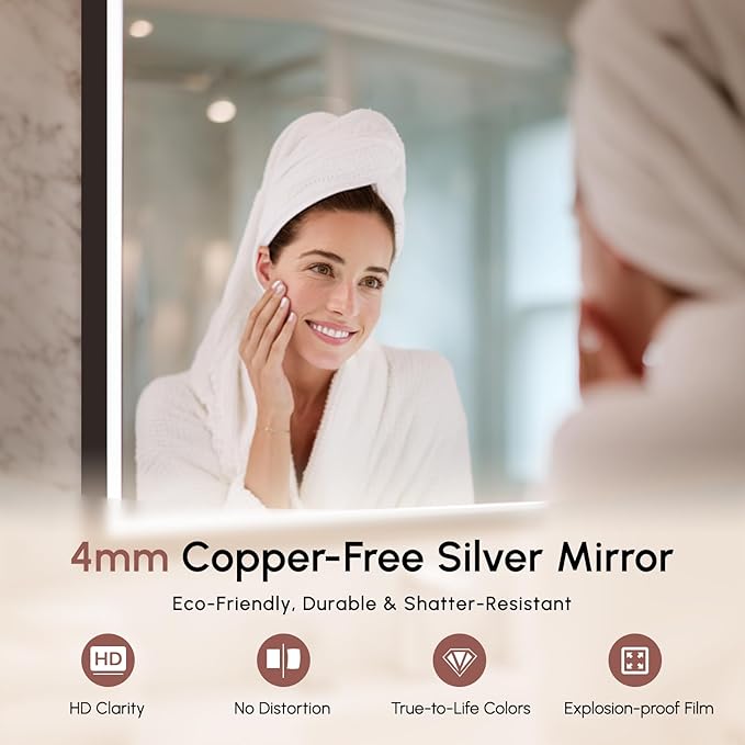 USHOWER 40X30 LED Bathroom Mirror