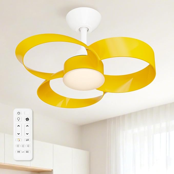 FANX 22 Inch Ceiling Fan with Light and Remote, Quiet DC Motor, Dimmable LED