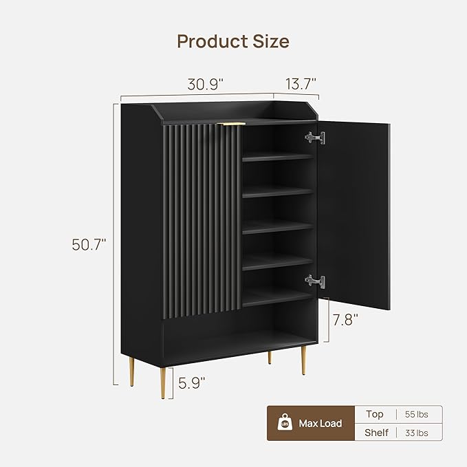 SICOTAS Shoe Cabinet Set of 3-7-Tier Large Shoe Storage Cabinet, 50.7" Tall