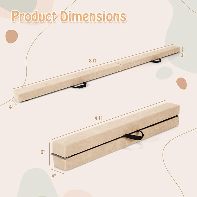 Giantex 7FT/8FT/9FT Balance Beam, Folding Gymnastics Beam w/Carry Handles