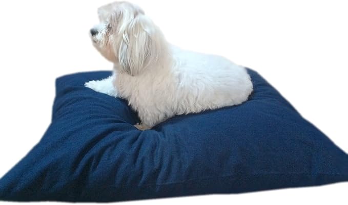 Durable Comfort Micro-Cushion Memory Foam Pet Dog Pillow Bed with Waterproof Liner + External Cover for S,M,L Dogs- Complete Set (Blue Denim, 36''x29'')