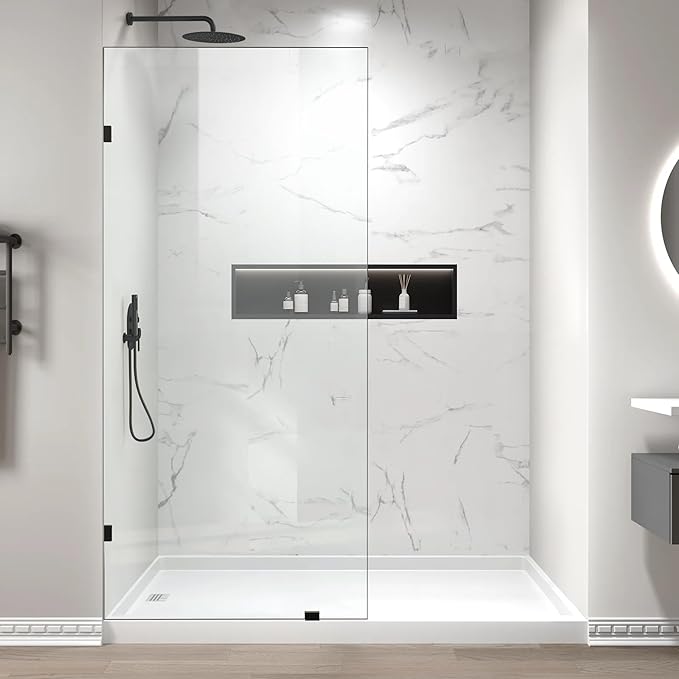 Bathroom Shower Glass Door 34" W×78.75" H, 3/8" Thick Clear Tempered Glass Panel