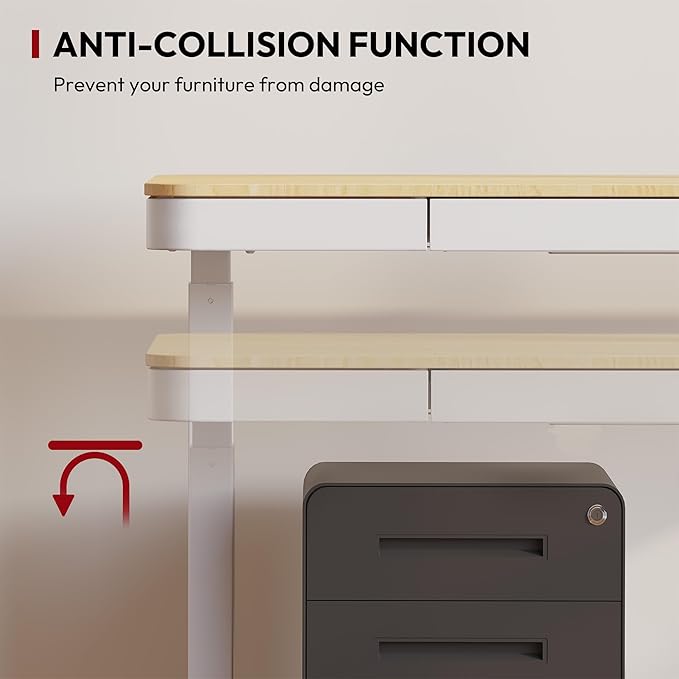 SANODESK Standing Desk with Drawer, Electric Height Adjustable Home Office Desk