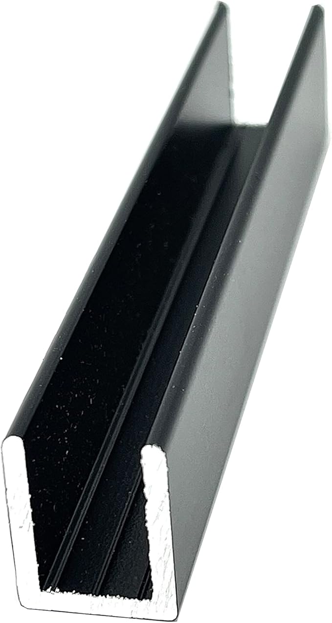 Brixwell SDCD38BL-CCP72 Black 3/8" Fixed Panel Shower Door Deep U-Channel