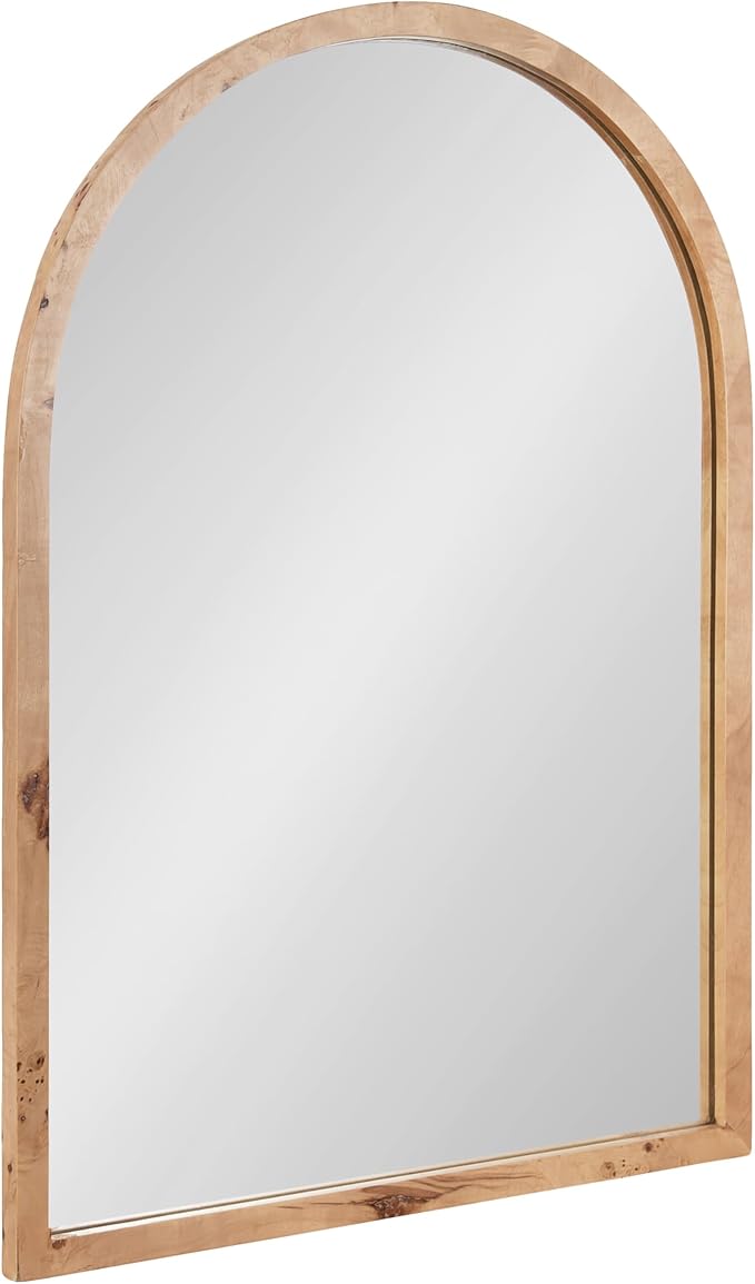 Kate and Laurel Burlock Modern Burlwood Arched Mirror, 22 x 32, Natural Wood