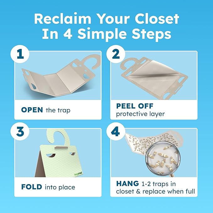 BugMD Clothes & Pantry Moth Traps – Sticky Glue Pheromone-Based Repellent