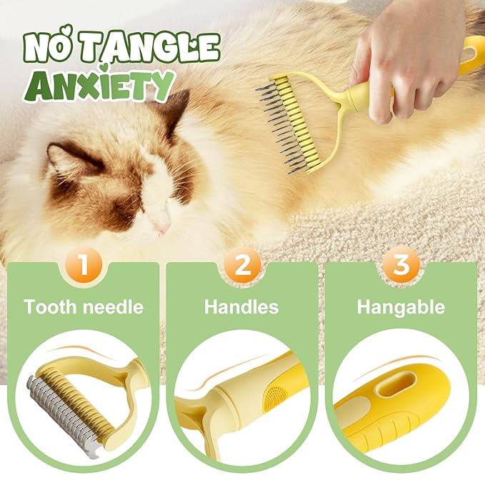 Double-Sided Pet Grooming Brush for Dogs and Cats, 2026 New Dog Deshedding Brush, Dematting Comb Removes Tangles Knots and Loose Fur, Ergonomic Pet Grooming Tool (Red*2)