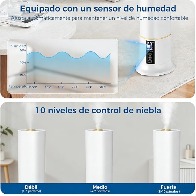 Humidifier Large Room, 2.4Gal Cool Mist Humidifiers