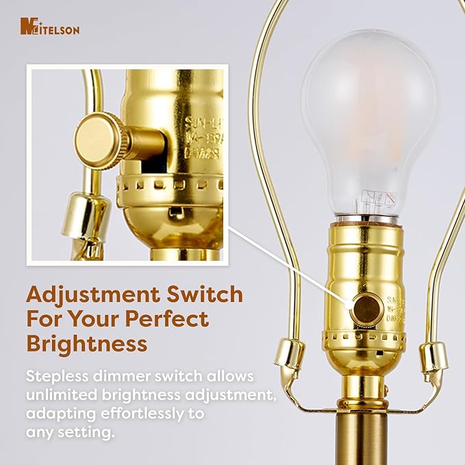 Table Lamp, Modern Nightstand Desk Lamp with Dimmer Switch and Bulb, Mid Century Lamp for Living Room and Office, Wood Bedside Lamp for Bedroom, Home Décor, Natural Wood Finish