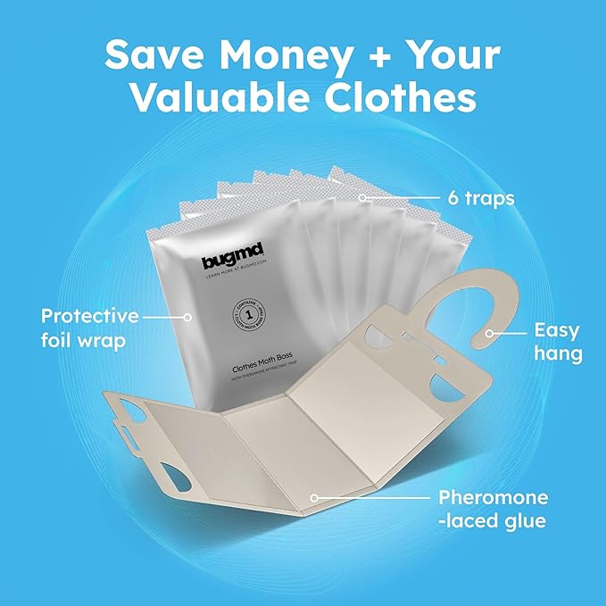 BugMD Clothes & Pantry Moth Traps – Sticky Glue Pheromone-Based Repellent