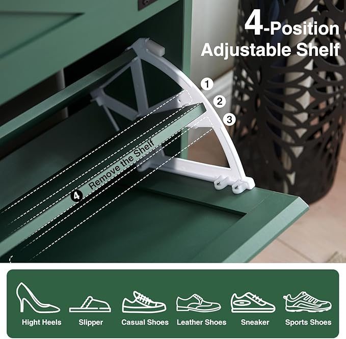 Shoe Storage Cabinet, Farmhouse Shoe Organizer