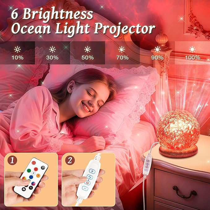 Christmas Gifts for Teens Girls Ocean Lamps for Bedroom,18-Color Teen Girl Gifts Trendy Stuff Mood Lighting,Dimmable Night Light Projector Lights for Bedroom,Remote Aesthetic Room Decor for Teen Girls
