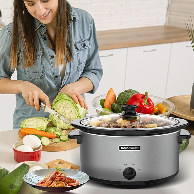 HOMECOOKIN 6 Quart Slow Cooker Oval Manual Pot Food Warmer