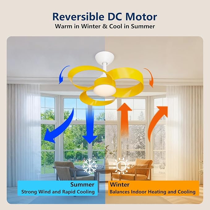 FANX 22 Inch Ceiling Fan with Light and Remote, Quiet DC Motor, Dimmable LED