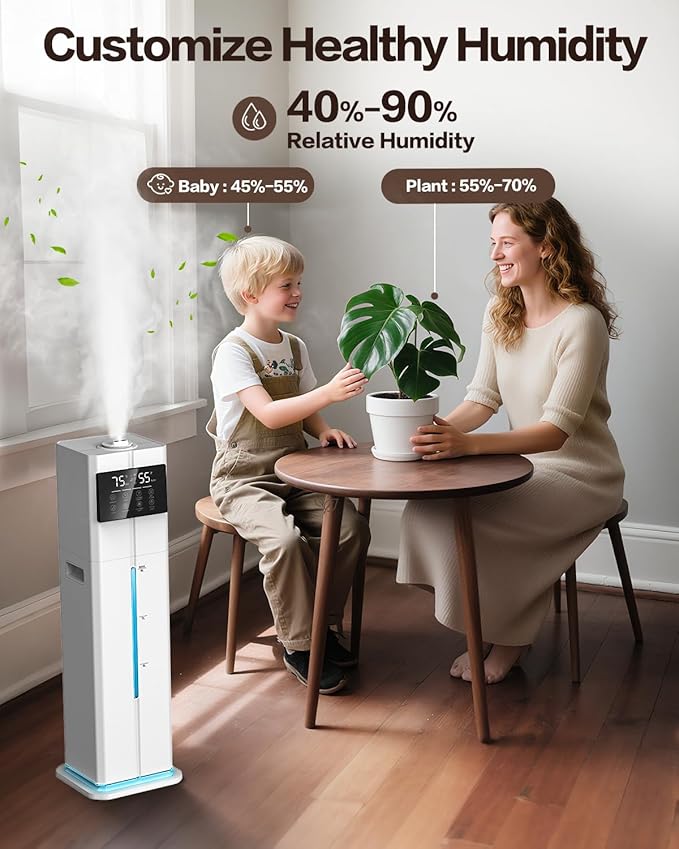 Cool Mist Humidifiers for Bedroom, Ultrasonic 2.4Gal 9L Quiet Top-Fill