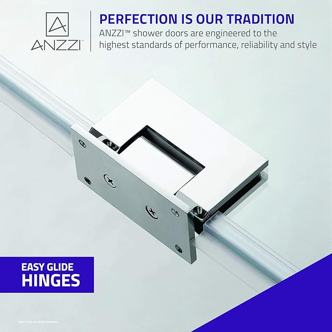 ANZZI 72" x 30" Frameless Shower Door in Polished Chrome, Water Repellent Glass