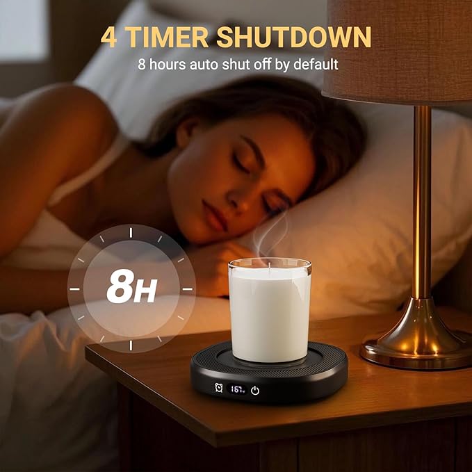Coffee Mug Warmer & Simple Pure Black Mug Set, Electric Cup Warmer
