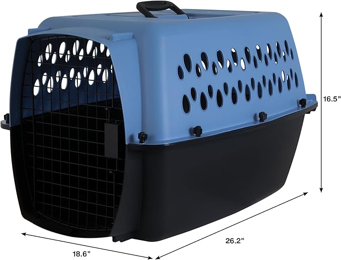 Petmate Pet Porter Fashion Dog Kennel 26", Parisian Blue & Black, for Pets 20-25lbs, Made in USA
