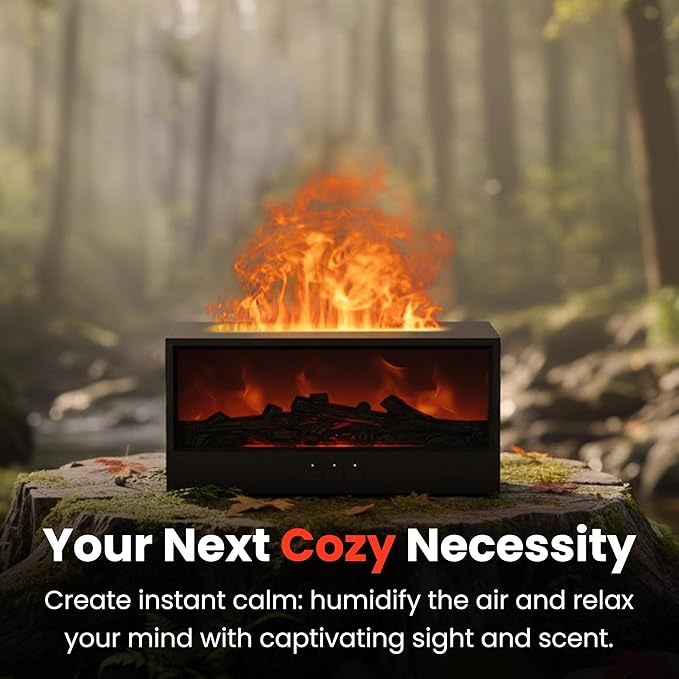 Fireplace Flame Diffuser Air Humidifier, Essential Oil Diffuser