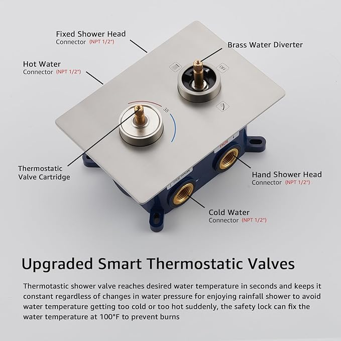 Iriber Thermostatic Shower System Wall Mount