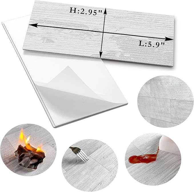 AULIGET 100 Piece Peel and Stick Backsplash PVC Tile, 3 Inch x 6 Inch White