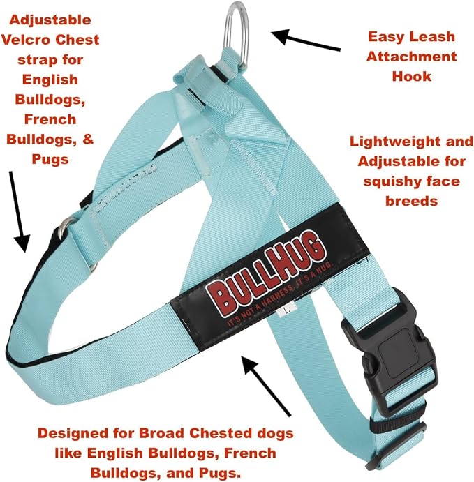 Adjustable Dog Harness– No Pull, No Choke – for English Bulldogs, French Bulldogs, Pugs & Broad-Chested Breeds – Easy, Safe Walks (Caution, XL)