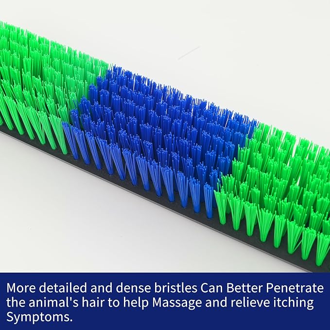 Livestock Scratch Brush With Spring Iron Holder,Animal Back Scratching Brush Including 4pcs goat brushes, 4 stands and accessories For Cow,Cattle,Sheep, Horses,Pigs,Massage Grooming Tool(Green)