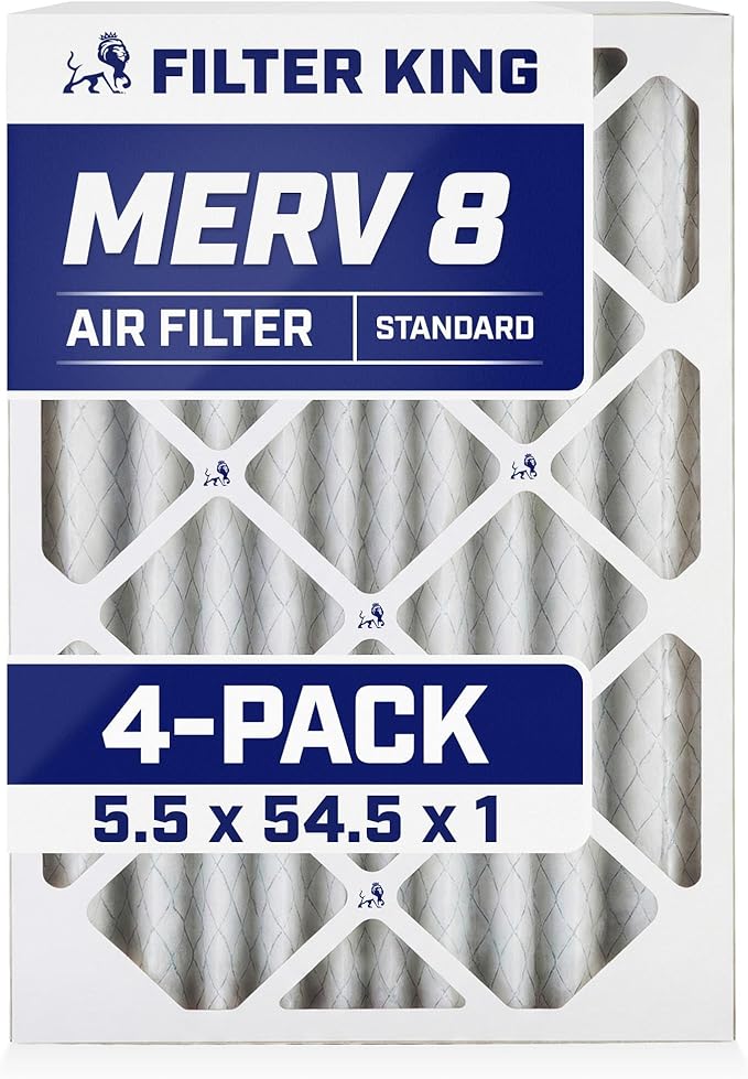 Filter King 5.5x54.5x1 Air Filter | 4-PACK | MERV 8 HVAC Pleated A/C Furnace